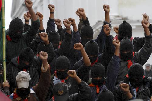 Zapatistas at the opening of the Fifth National Indigenous Congress.